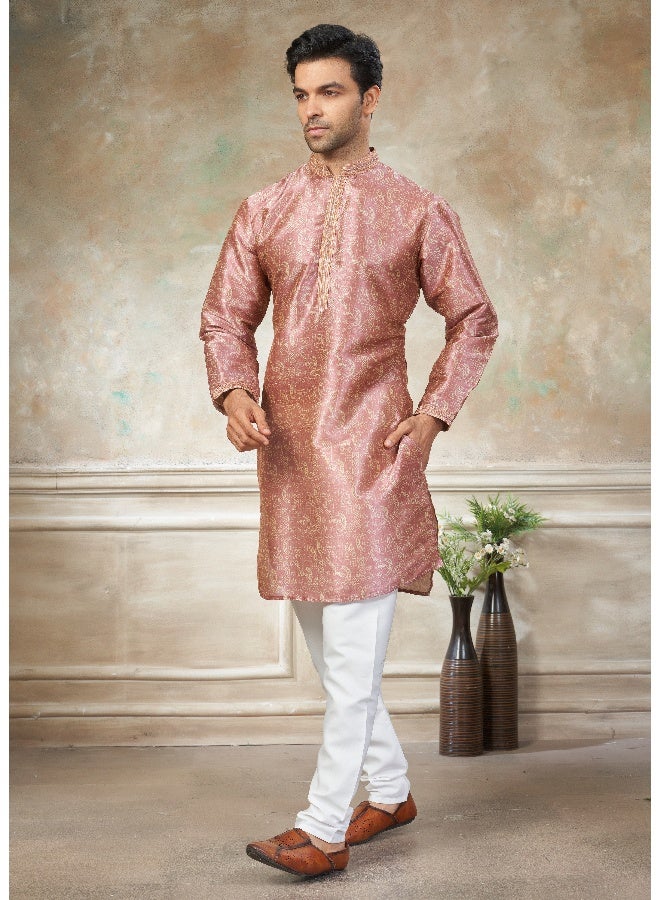 OUTLUK Pink Silk Kurta for Men - Image 1